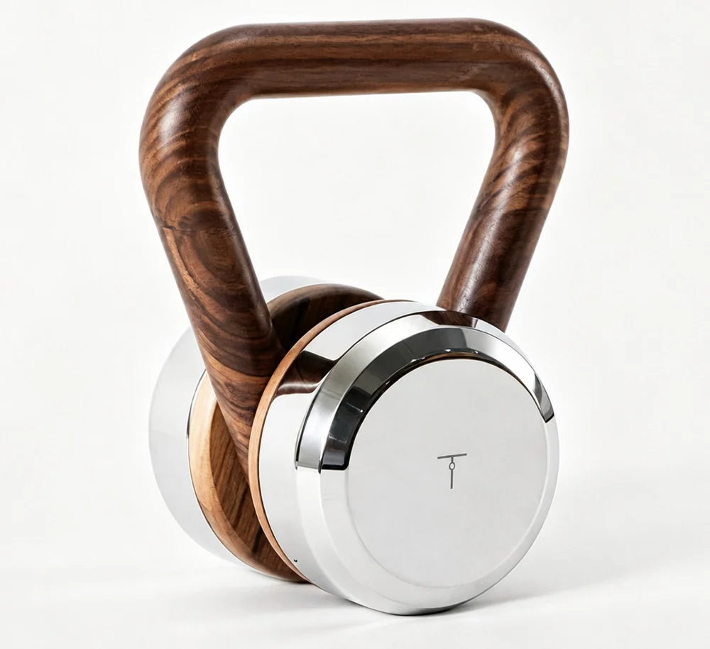 Kettlebell Nogueira — Kettlebell com alça em madeira