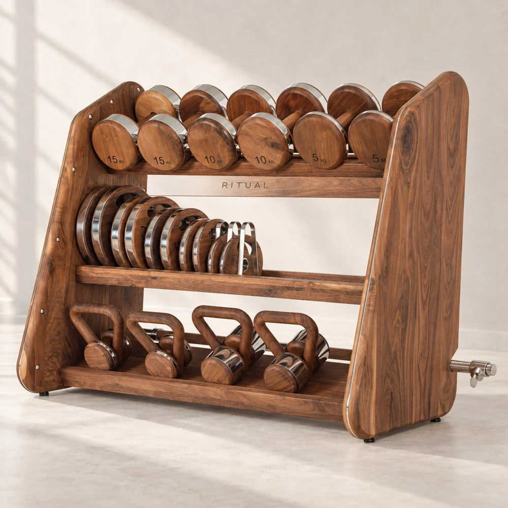 Rack de Pesos — Organização de halteres, anilhas e kettlebells