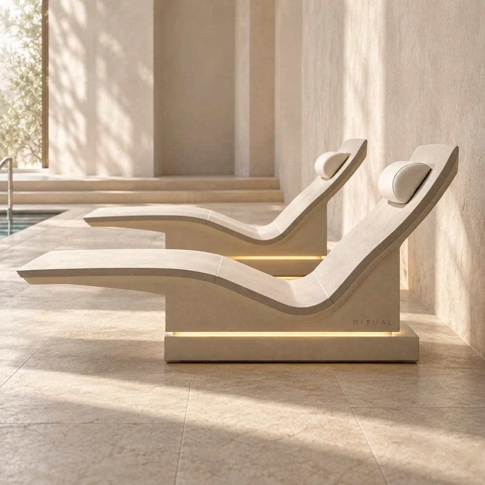 ThermaRitual One — Espreguiçadeira aquecida · desenho linear