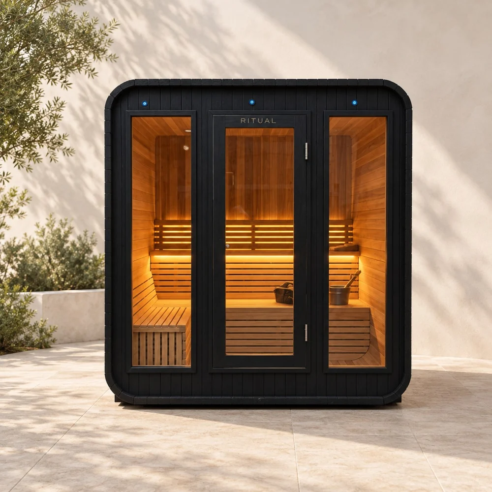 SaunaRitual Panorama — Sauna panorâmica com exterior grafite