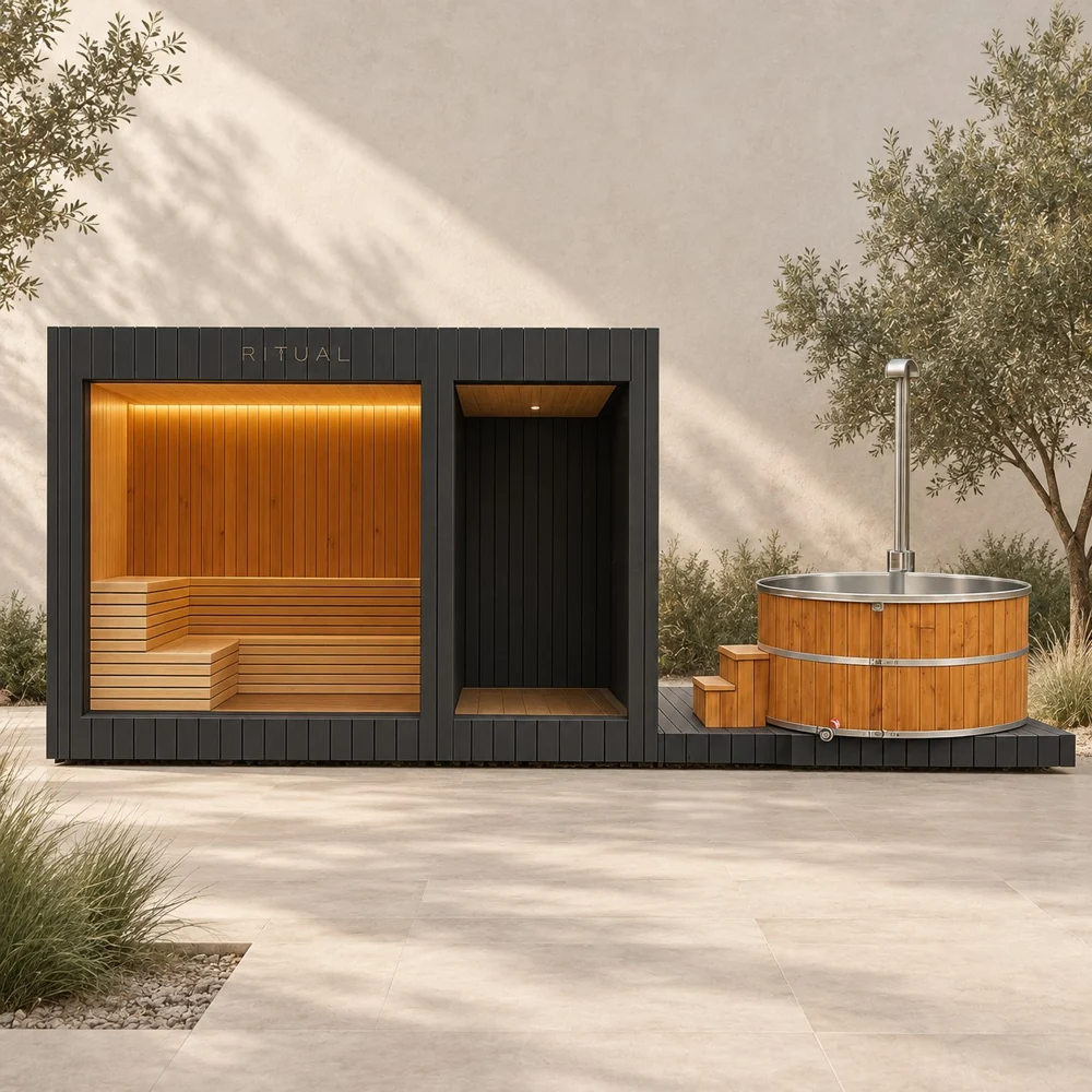SaunaRitual Suite — Conjunto integrado de sauna e ofurô